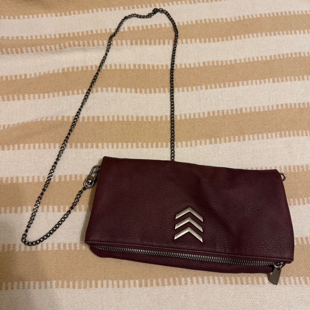 Express Maroon Clutch with Chevron Detail